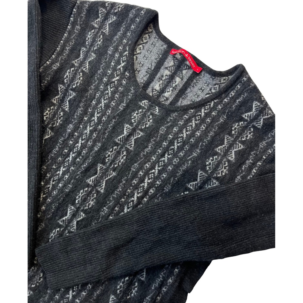 Krimson‎ Klover Womens Merino Wool Silk Blend Fair Isle Sweater Charcoal Large